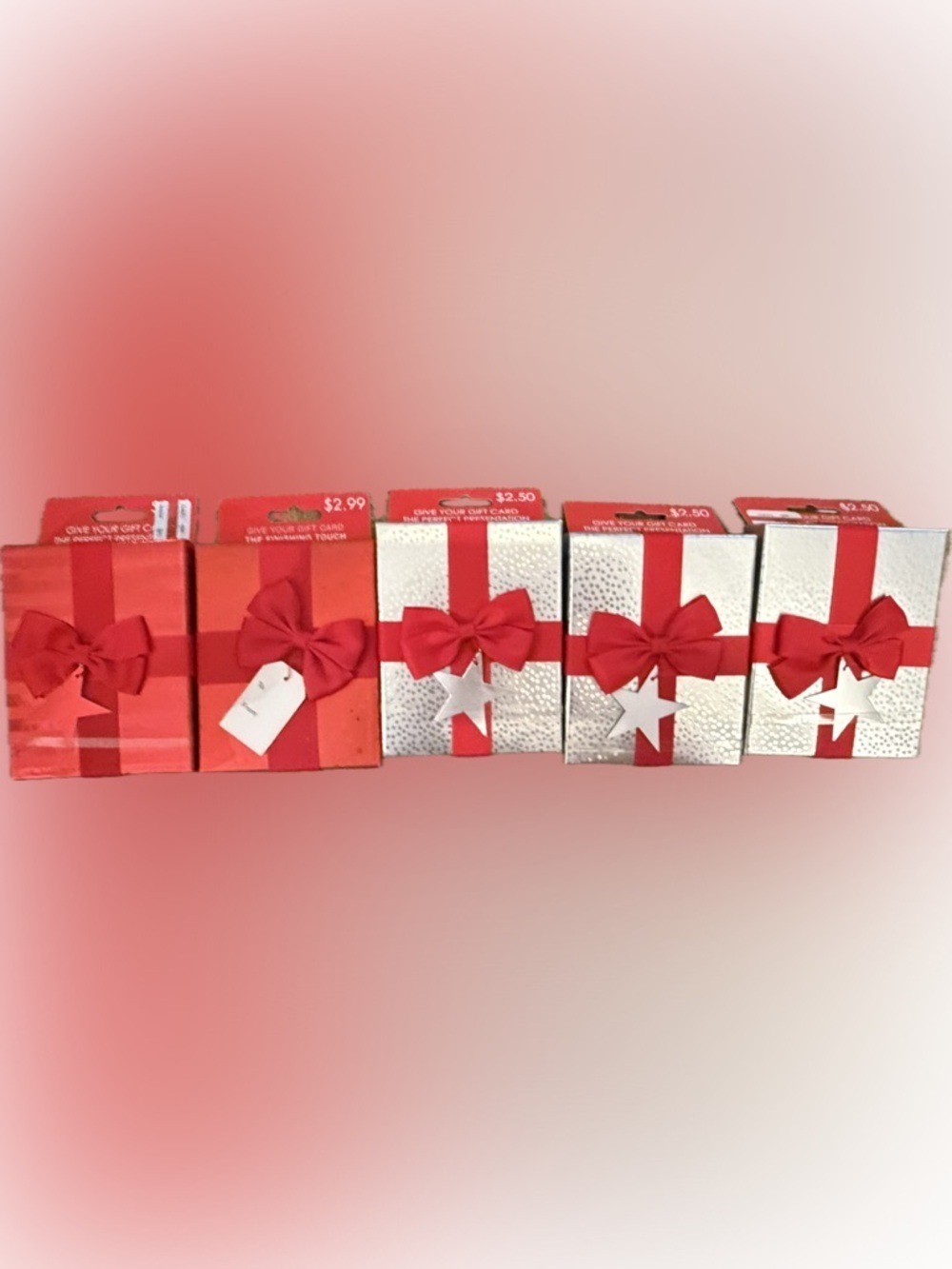 Set of 5 New- Macy's Red and Silver Gift Boxes